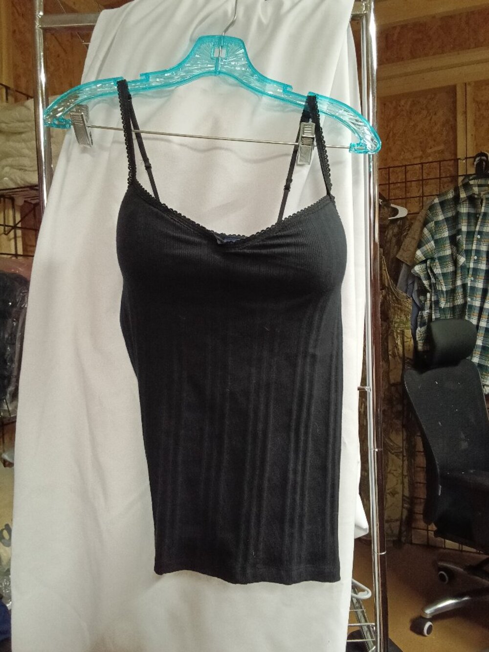 Basic Editions Women's Black Camisole Top XL with Built-in Bra